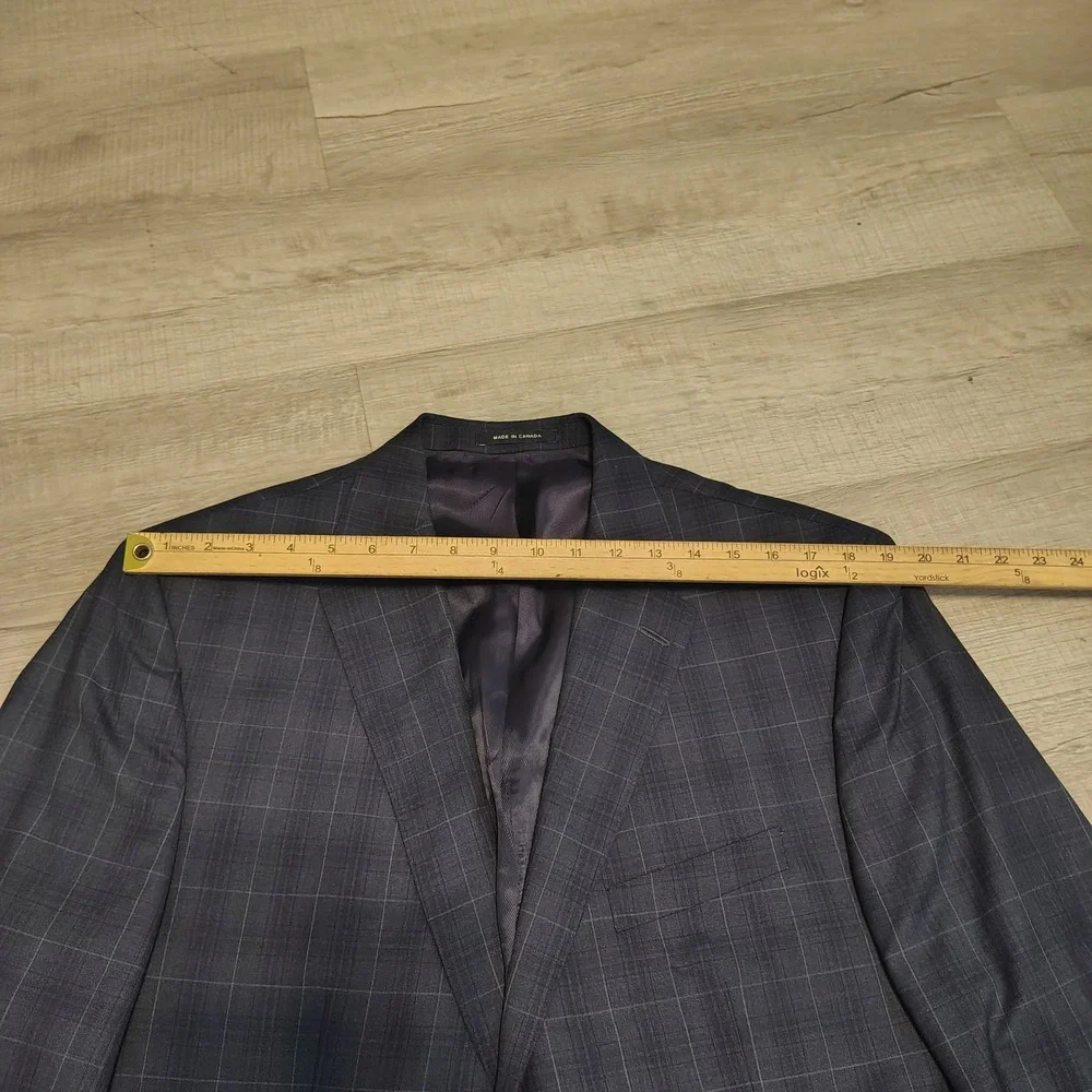 Cremieux Loro Piana Wool Suit Blue Glen Plaid 2 Button Blazer Pants 44 Long